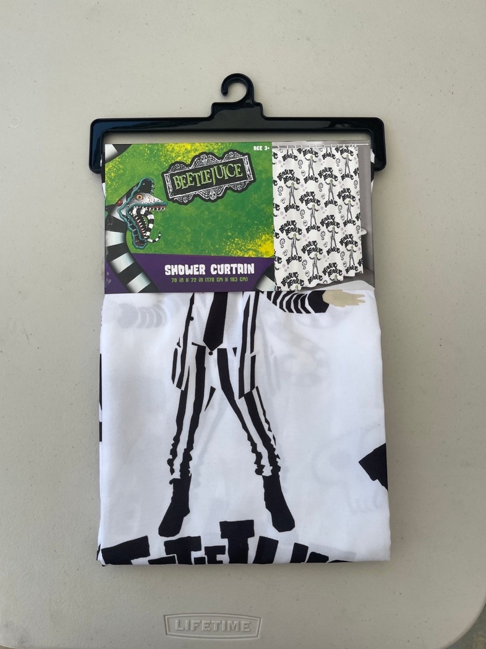 Beetlejuice Black & White Shower Curtain